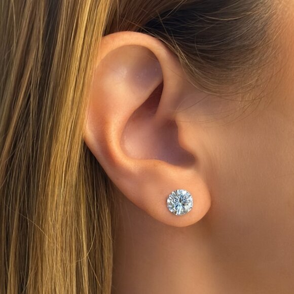 Jewelry - "Cohen" 2 Carat Silver Stud Luxe Earrings